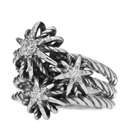 David Yurman Sterling Silver Diamond Starburst Cluster Ring 54 6.75 3 of 5