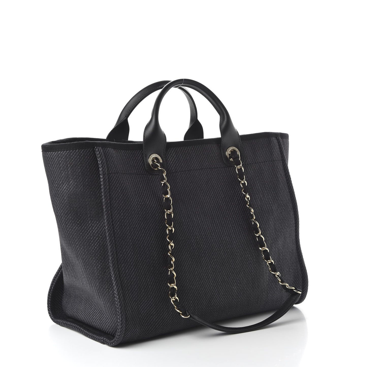 Mixed Fibers Calfskin Medium Deauville Tote Black