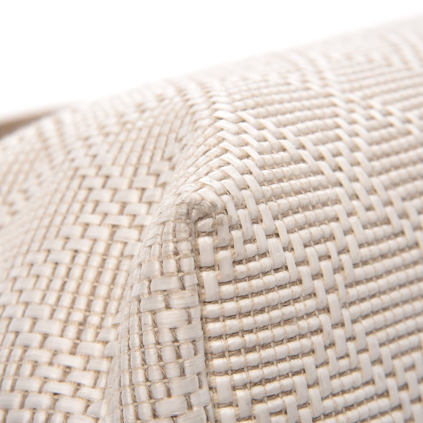Woven Raffia Diamante Tote White
