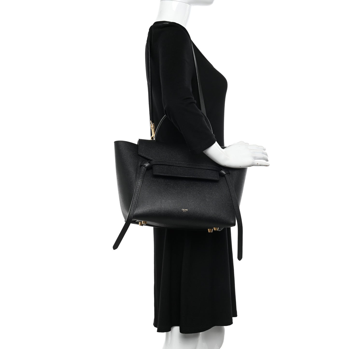 Grained Calfskin Mini Belt Bag Black