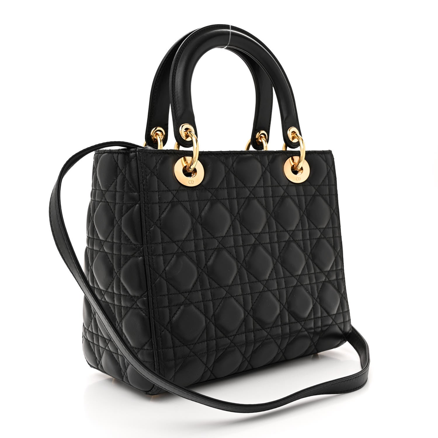 Christian Dior Lambskin Cannage Medium Lady Dior Black 3 of 10