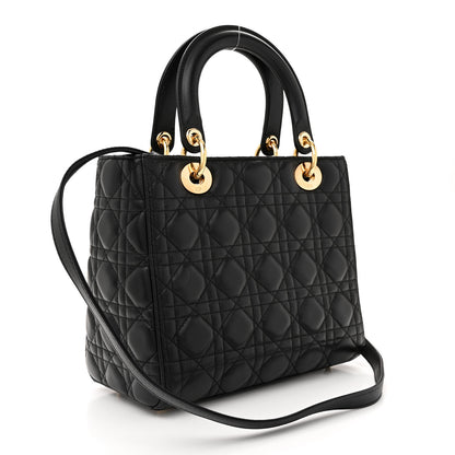 Christian Dior Lambskin Cannage Medium Lady Dior Black 3 of 10