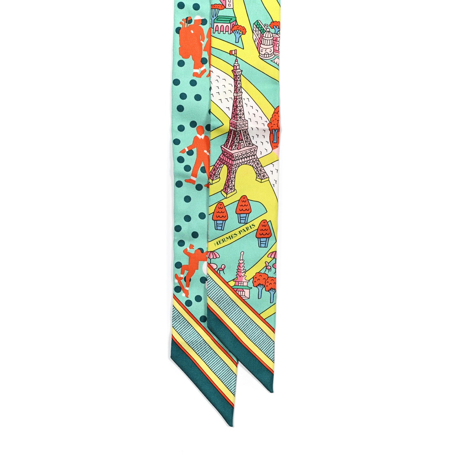 Silk Les Nouveaux Amoureux de Paris Twilly Vert D'eau Jaune Fluo Orange