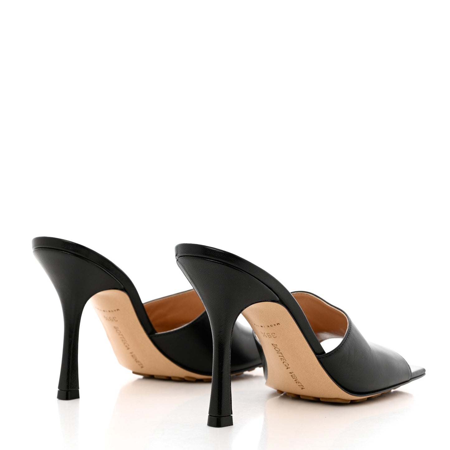 Lambskin Stretch Mule Sandals 39.5 Black