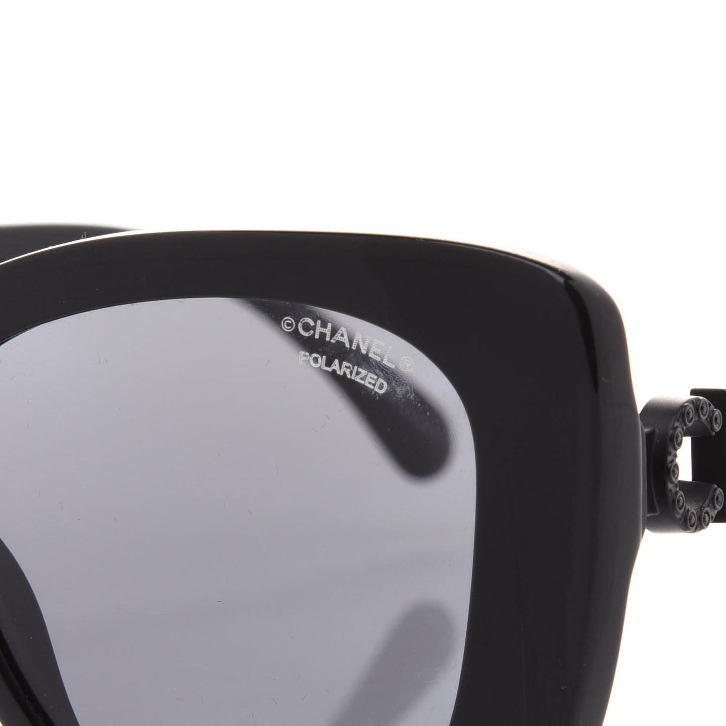 Acetate Strass Polarized Square Sunglasses 5422-B Black