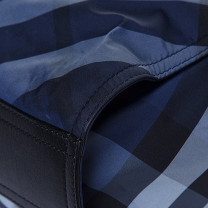 Burberry Nylon Check Small Buckleigh Packable Tote Navy Blue 10 of 15