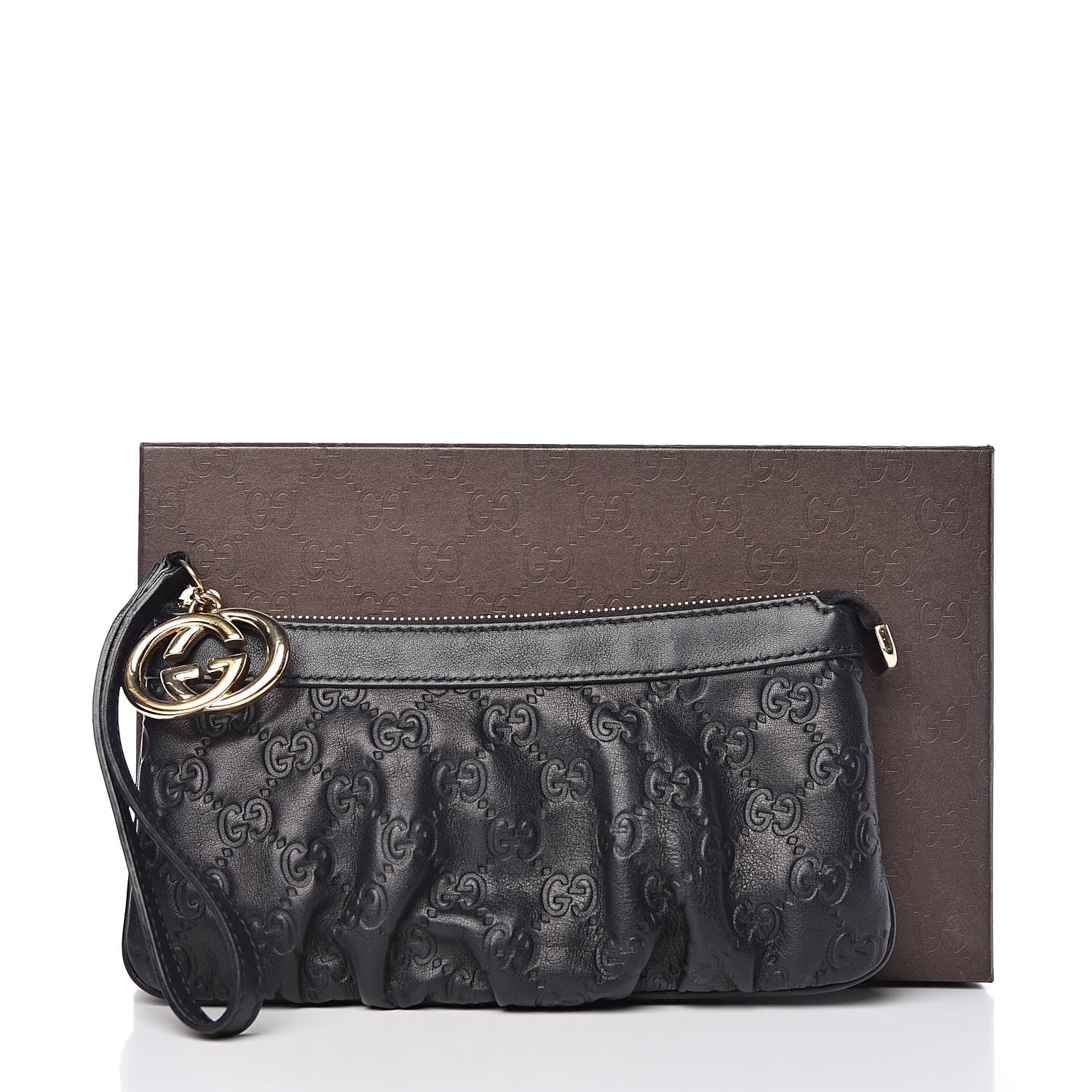 Gucci Guccissima Signature New Britt Wristlet Black 10 of 10