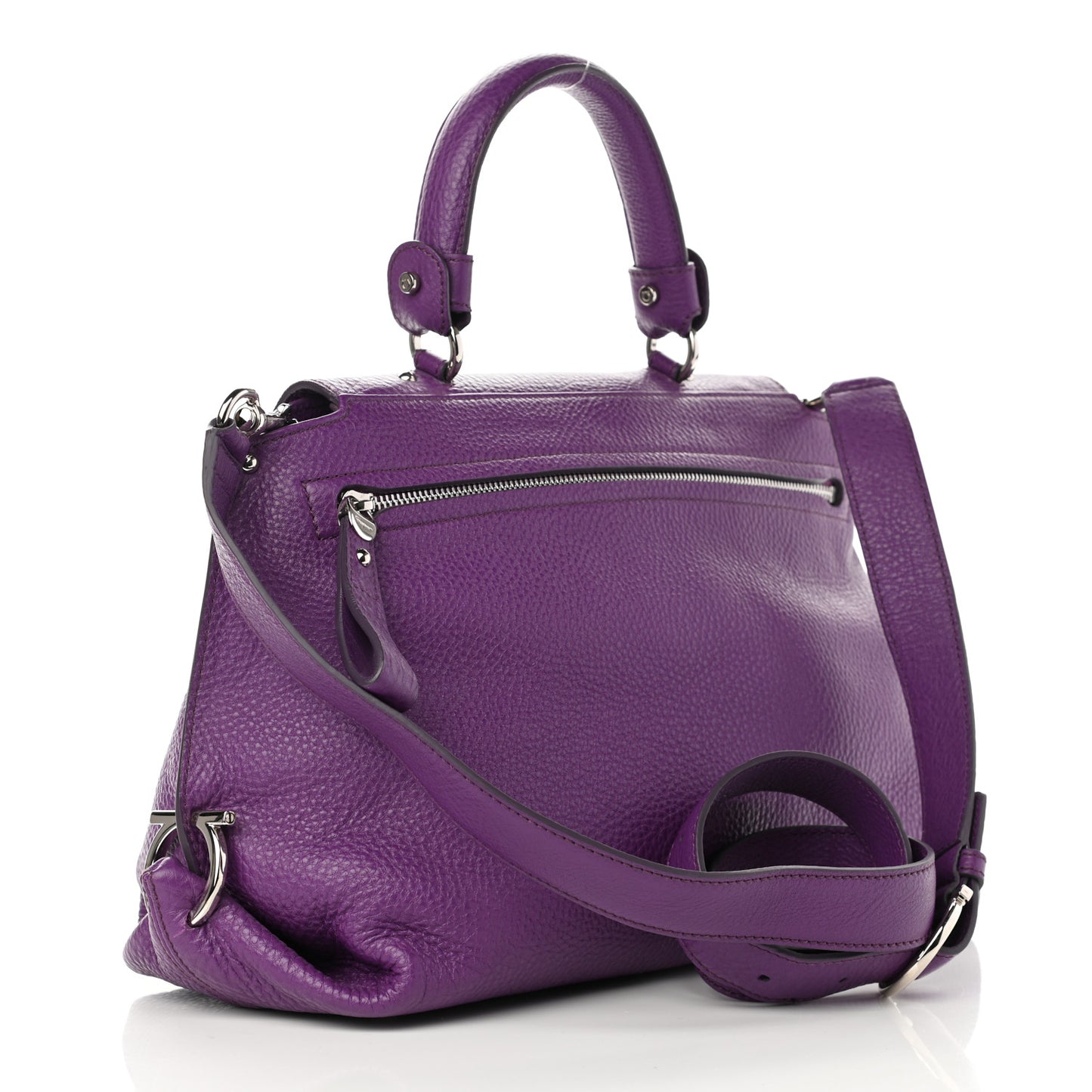 Grained Calfskin Sofia Satchel Purple