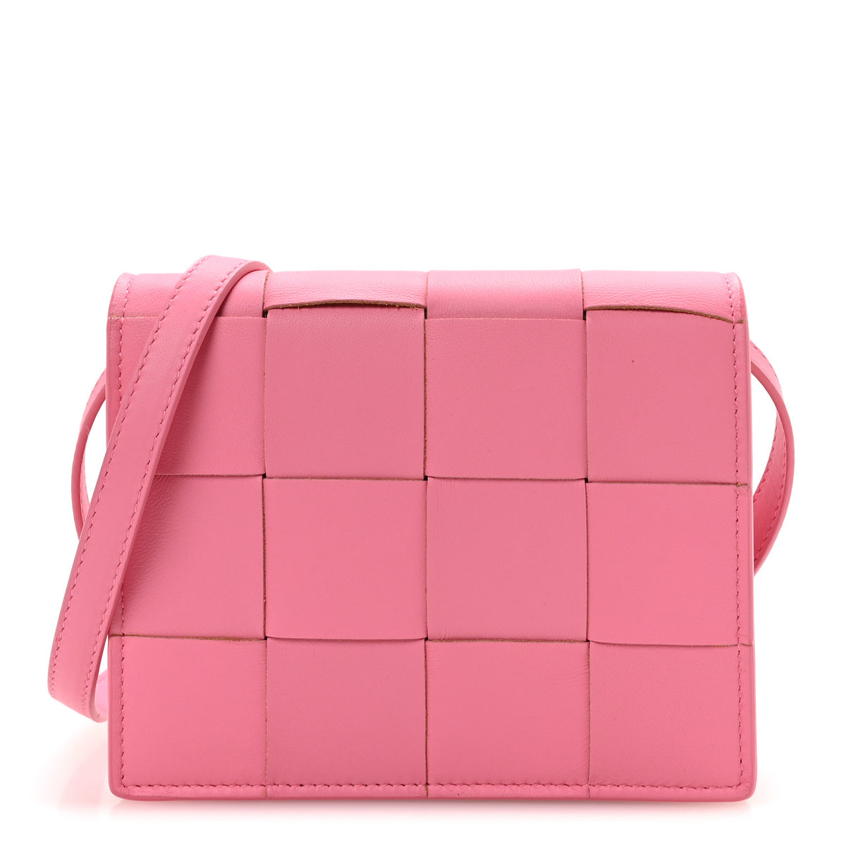 Lambskin Maxi Intrecciato Mini Cassette Crossbody Bag Pink