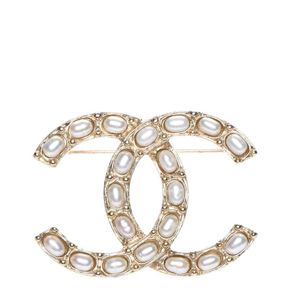 Chanel Pearl Large CC Brooch Gold 1 of 5