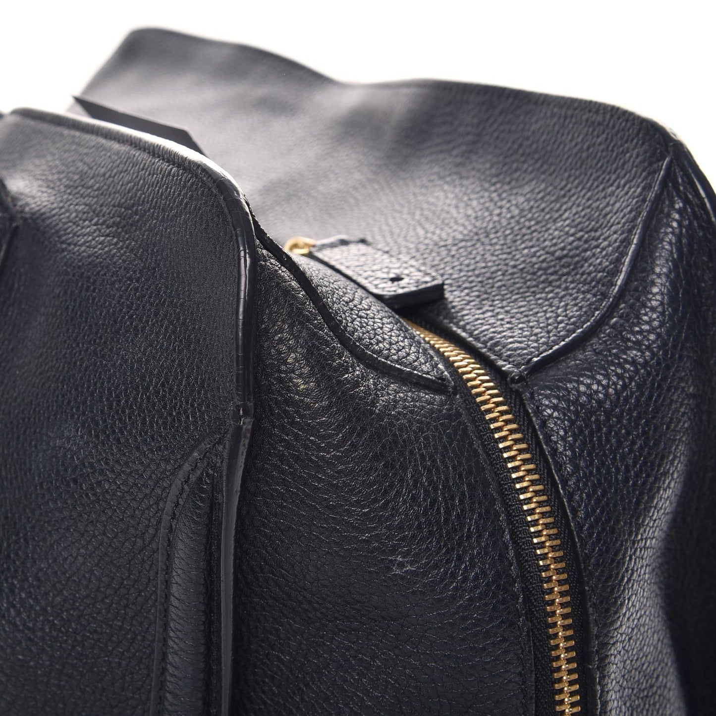 Pebbled Calfskin Large Skull Padlock Zip Around Tote Black