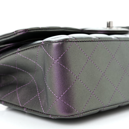 Chanel Iridescent Lambskin Quilted Medium Double Flap Dark Purple 9 of 11