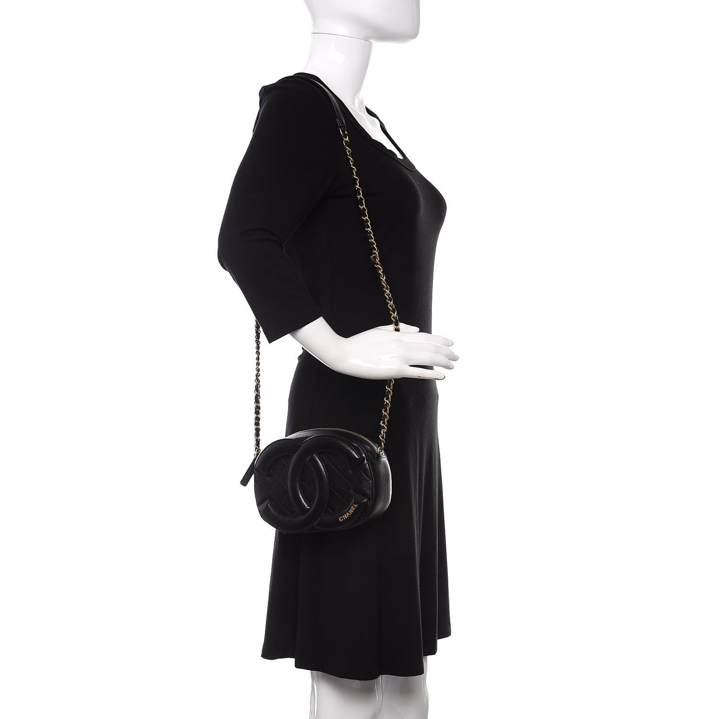 Lambskin Quilted Coco Midnight Camera Case Black