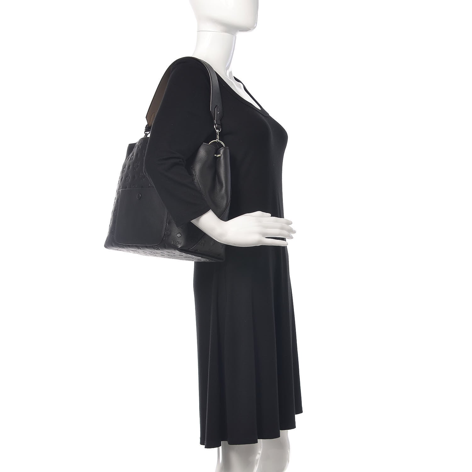 MCM Calfskin Ottomar Monogram Medium Klara Hobo Black 3 of 11