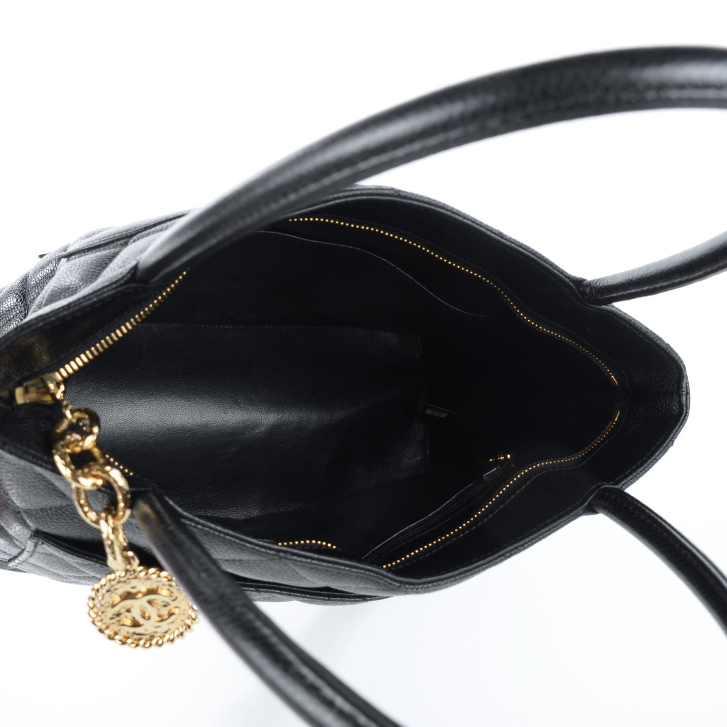 Caviar Quilted Medallion Tote Black