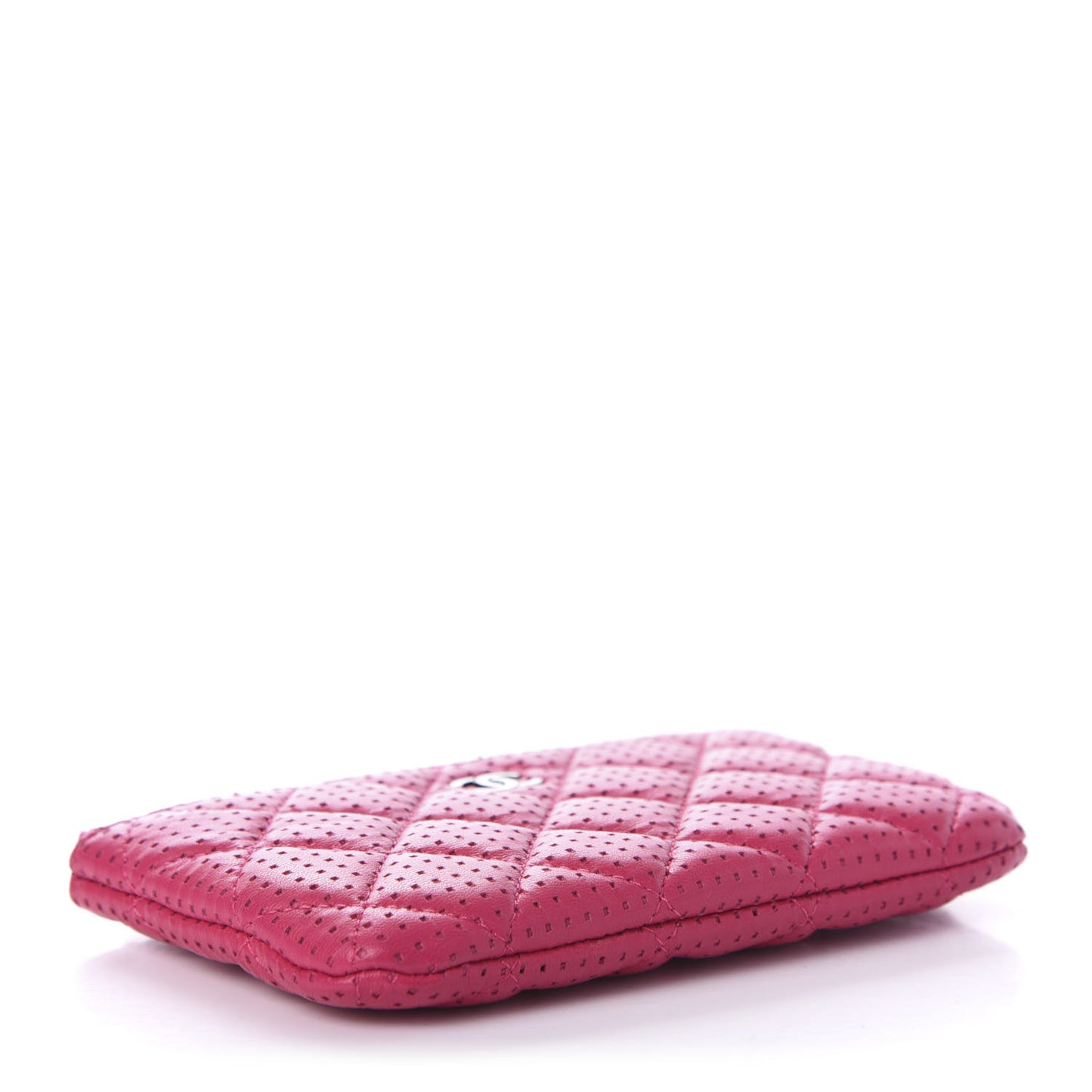 Perforated Lambskin Quilted Small Cosmetic Case Pink