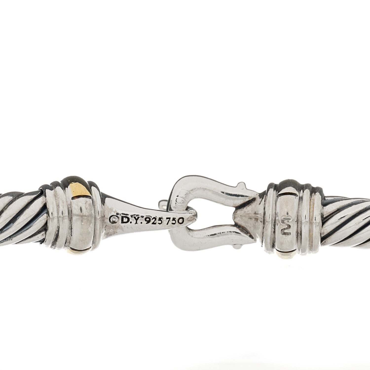 David Yurman Sterling Silver 18K Yellow Gold 4mm Cable Buckle Bracelet 3 of 3