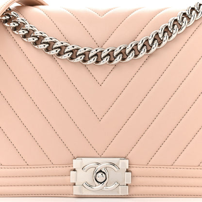 Chanel Calfskin Chevron Quilted New Medium Boy Flap Beige 8 of 11