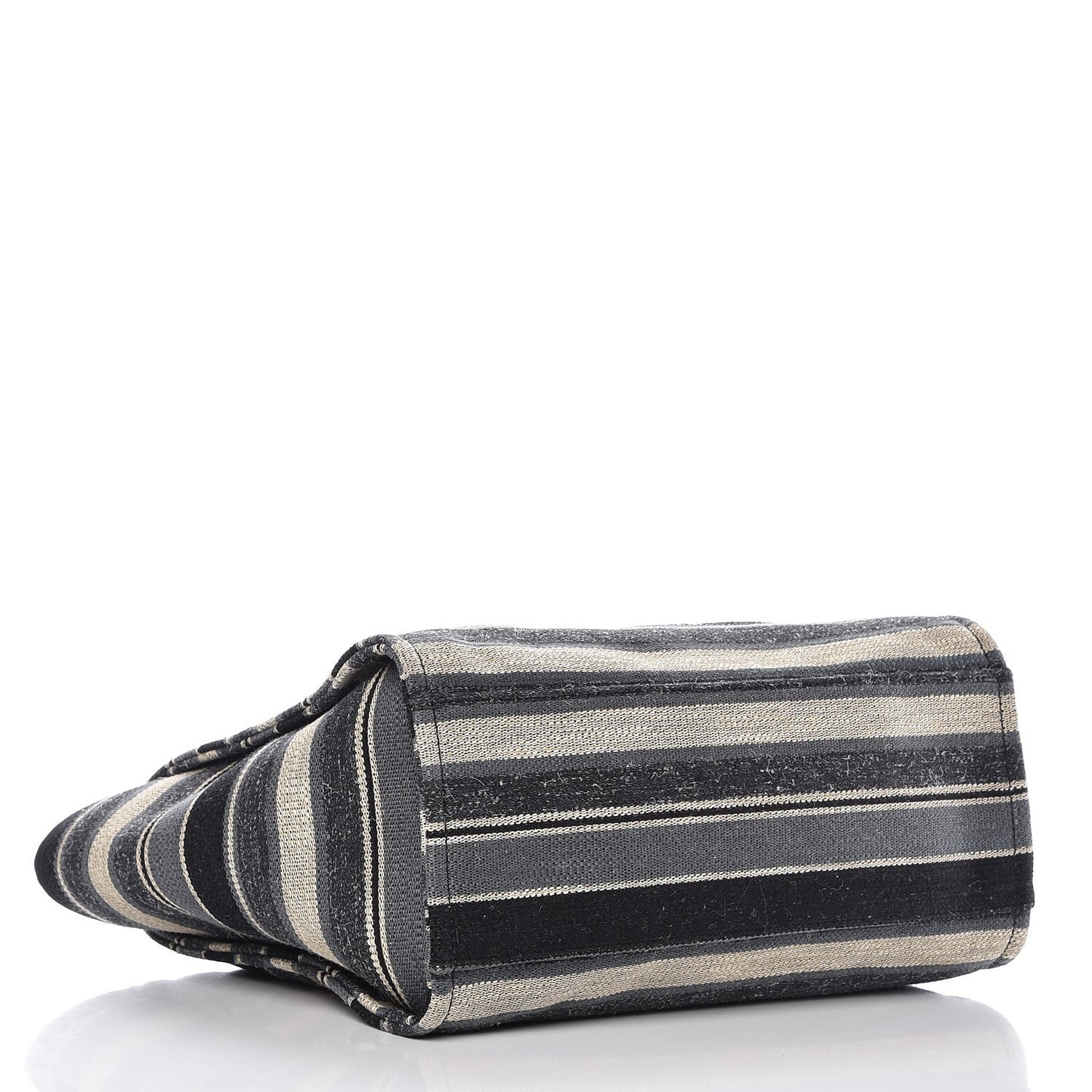 Striped Canvas Medium Deauville Tote Black
