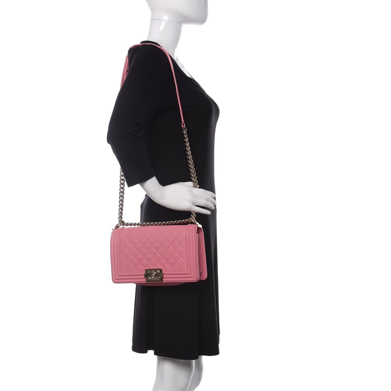 Chanel Caviar Quilted Medium Boy Flap Pink 2 of 10