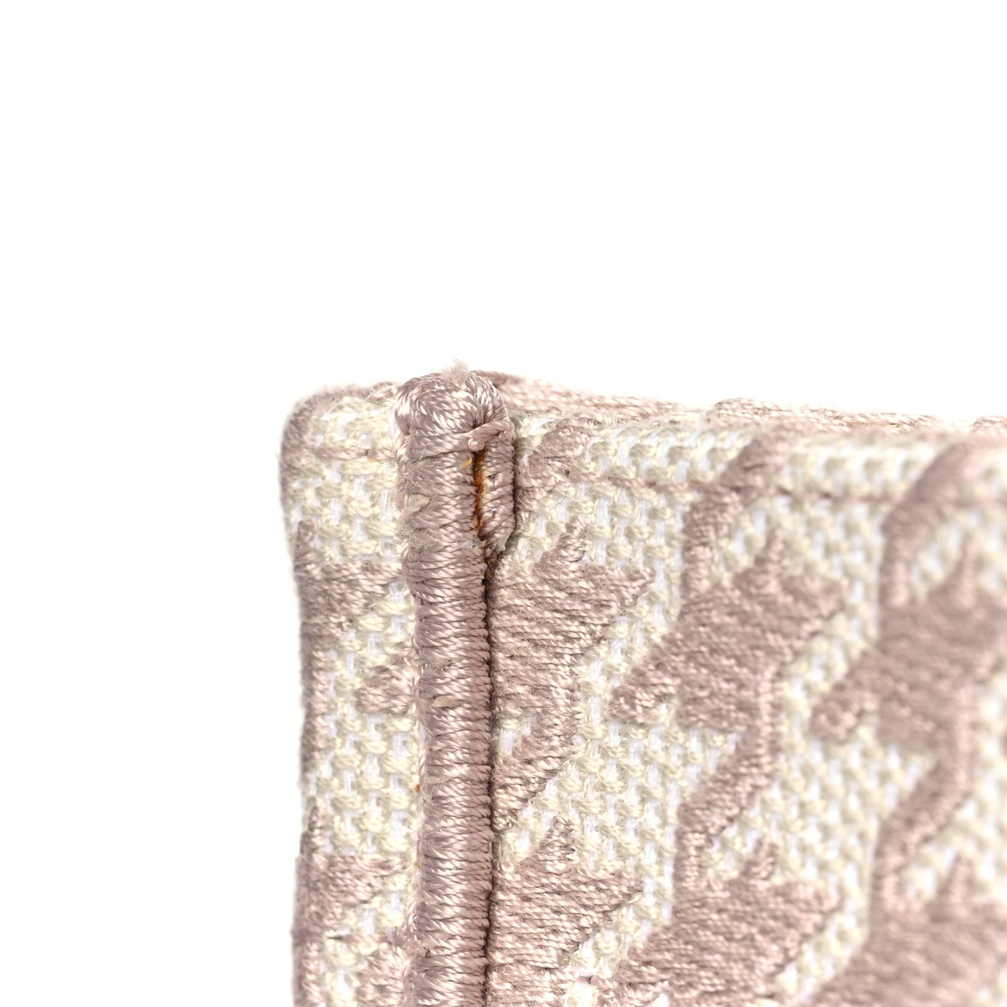 Canvas Macro Houndstooth Embroidered Medium Book Tote Pink White