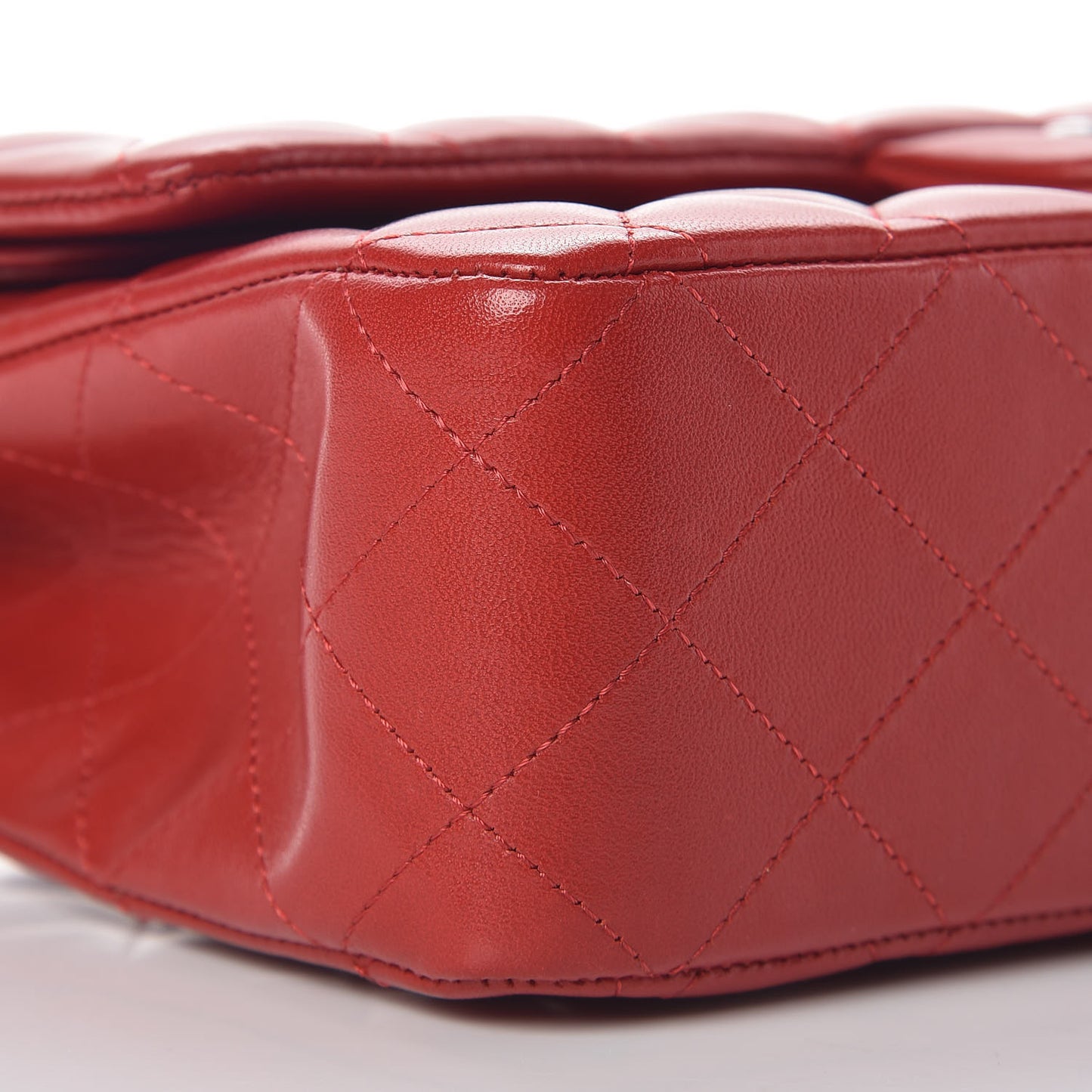 Lambskin Quilted Medium Double Flap Red