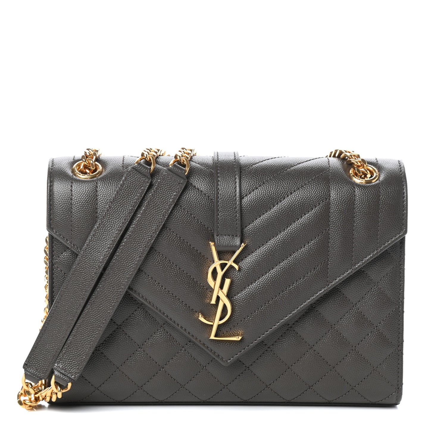 Grain De Poudre Textured Mixed Matelasse Medium Triquilt Monogram Satchel Earth