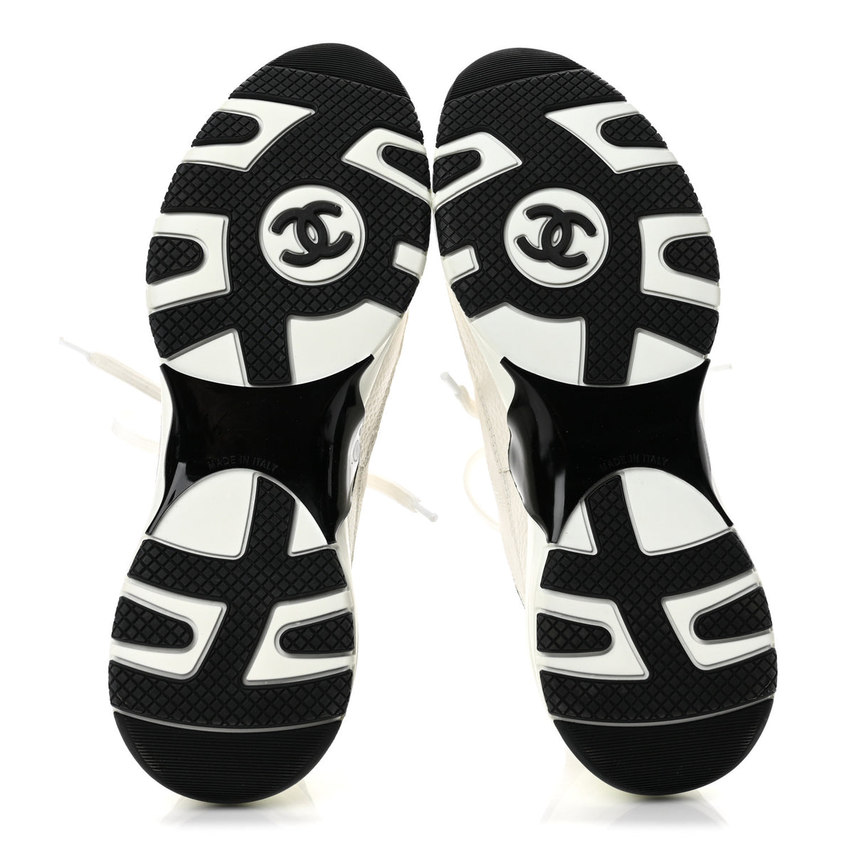 Chanel Suede Calfskin Grosgrain Womens CC Sneakers 38 White Black 6 of 10