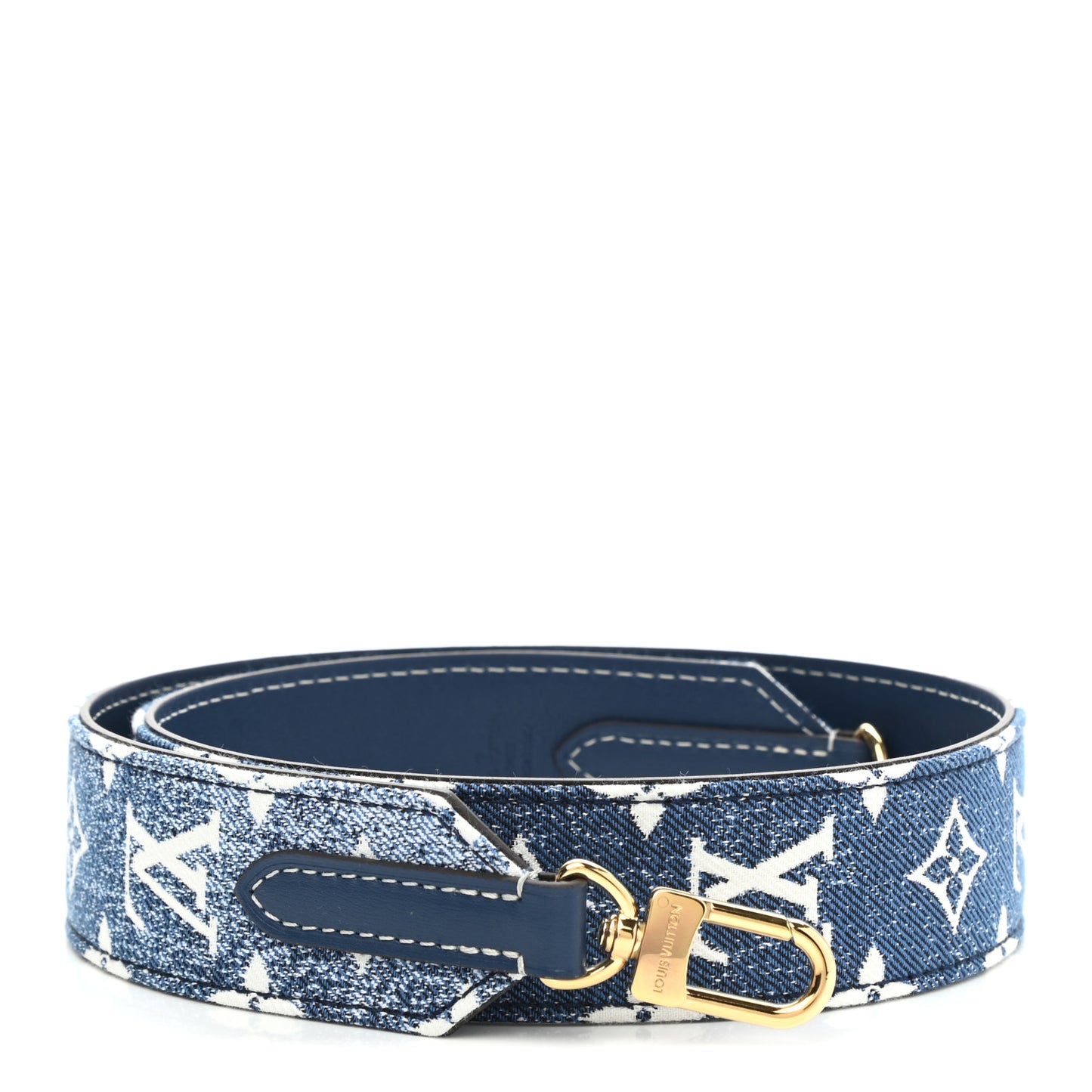 Denim Monogram Jacquard Bandouliere Shoulder Strap Bleu