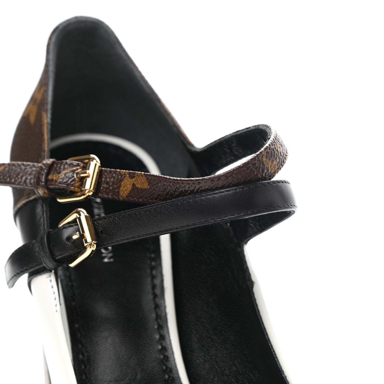 Louis Vuitton Calfskin Monogram Matchmake Strap Pumps 37 Black White 9 of 10