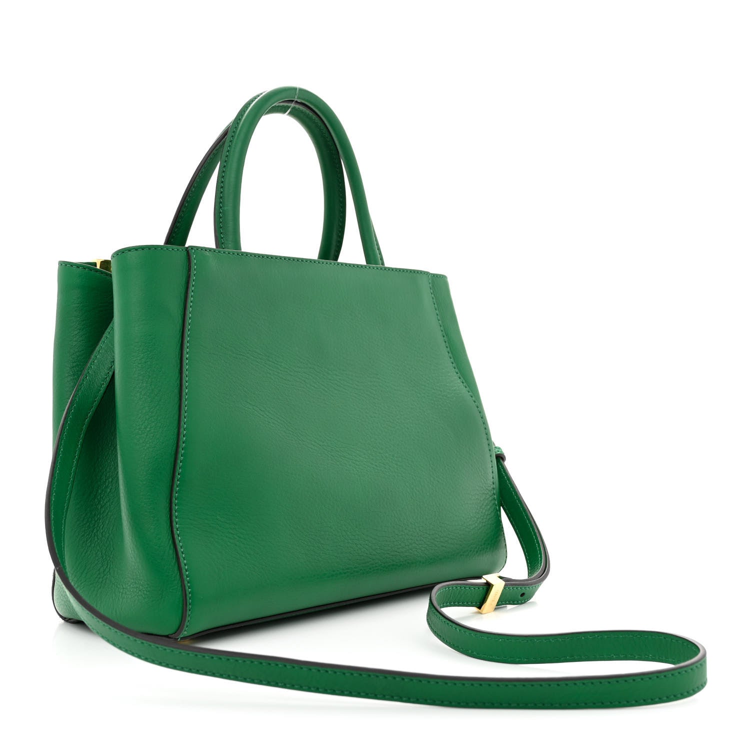 Fendi Calfskin Calf Hair Crocodile Embossed Petite 2Jours Tote Emerald 3 of 9