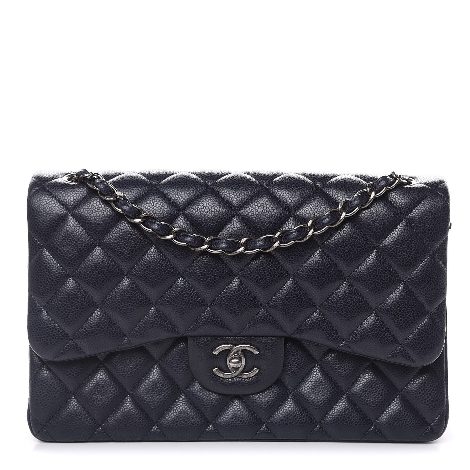 Chanel Caviar Quilted Jumbo Double Flap Navy Blue 1 of 10