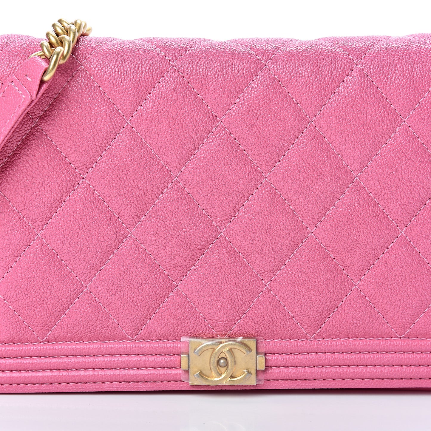 Caviar Quilted Boy Wallet On Chain WOC Pink