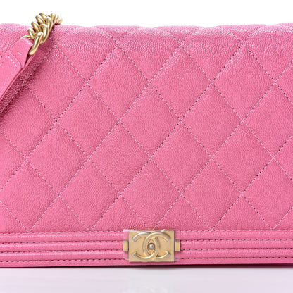 Chanel Caviar Quilted Boy Wallet On Chain WOC Pink 8 of 11