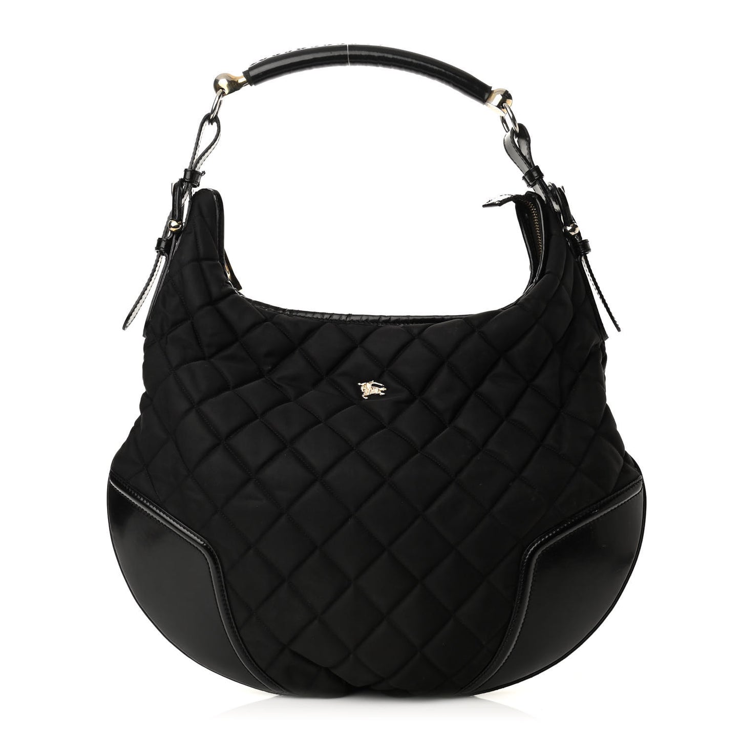 Nylon Calfskin Quilted Hoxton Hobo Black