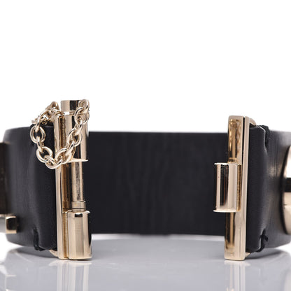 Chanel Calfskin Logo Cuff Bracelet M Black Gold 6 of 9