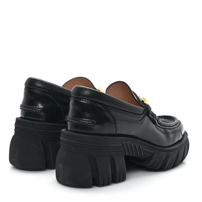 Gucci Magnum Calfskin Nappa Samoa Womens Horsebit Platform Chunky Lug Sole 40mm Loafers 35 Black 5 of 10