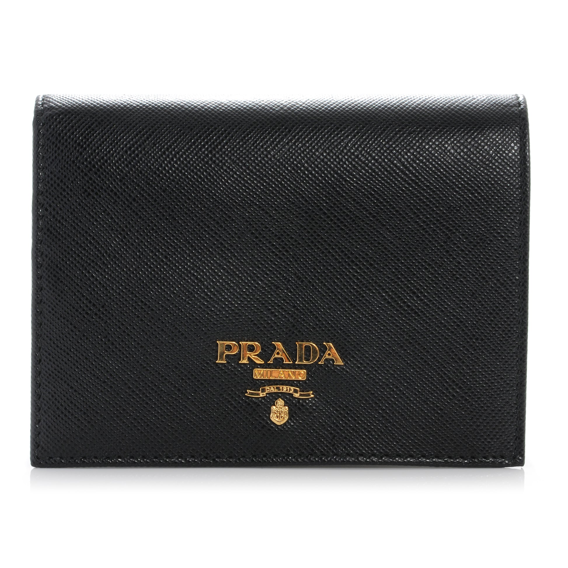Prada Saffiano Metal Bi-Fold Wallet Nero Black 1 of 8