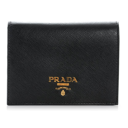 Prada Saffiano Metal Bi-Fold Wallet Nero Black 1 of 8