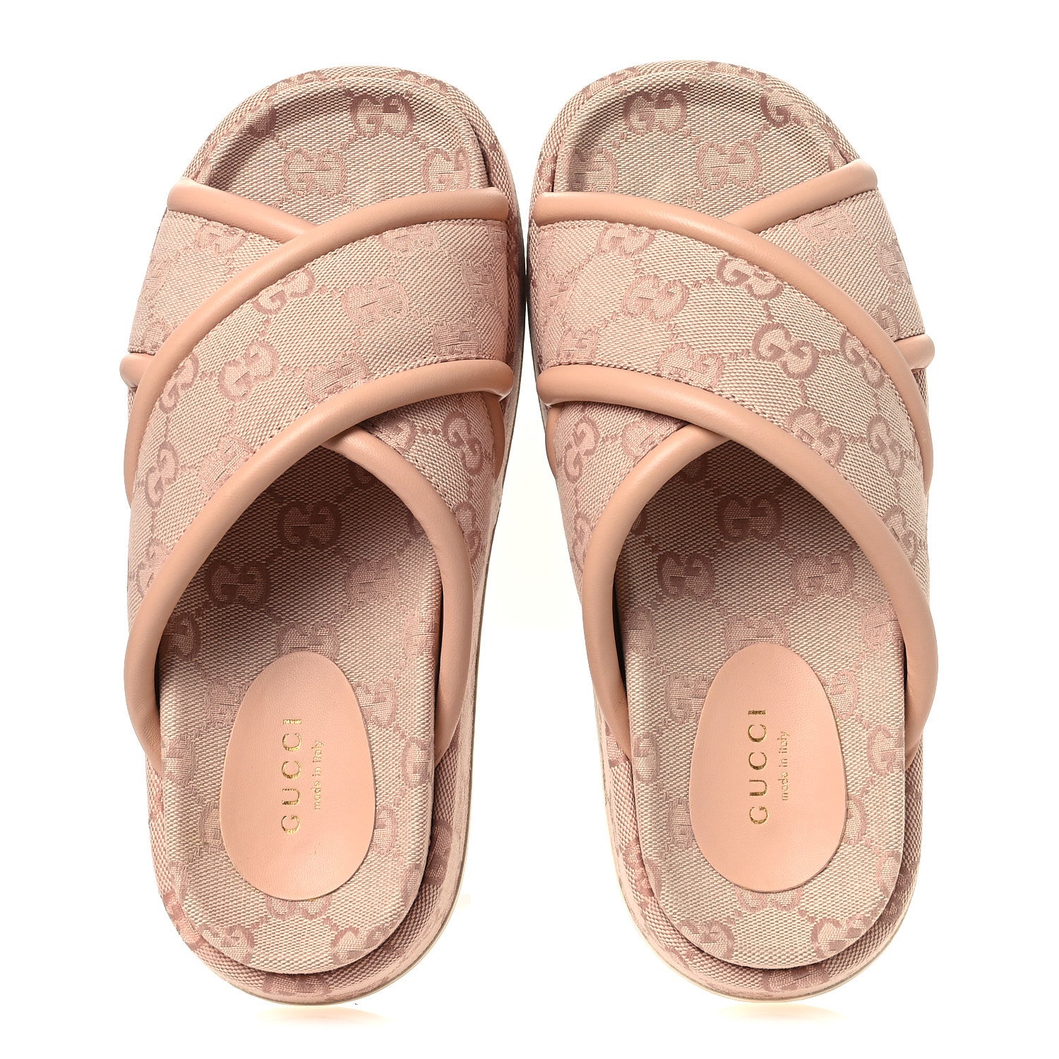 Gucci Monogram GG Calfskin Angelina Platform 55mm Slide Sandals