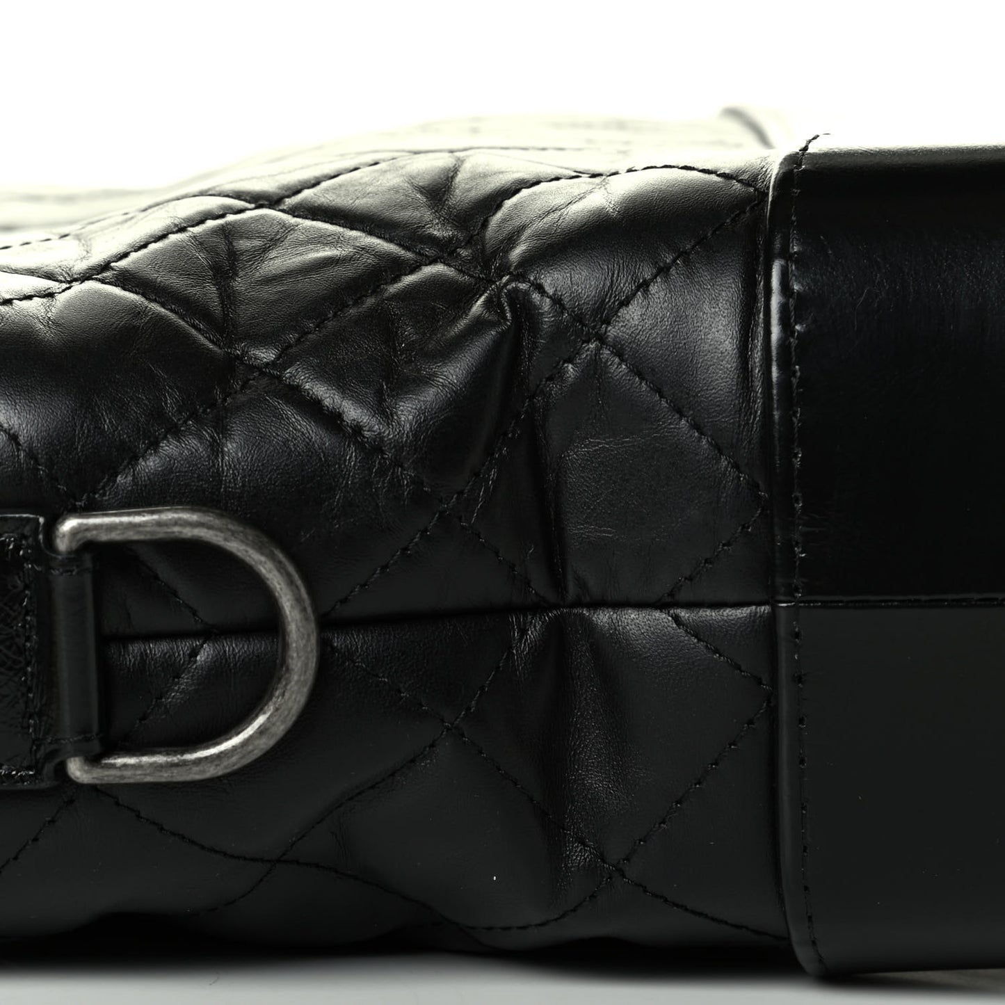 Aged Calfskin Quilted Medium Gabrielle Hobo Black