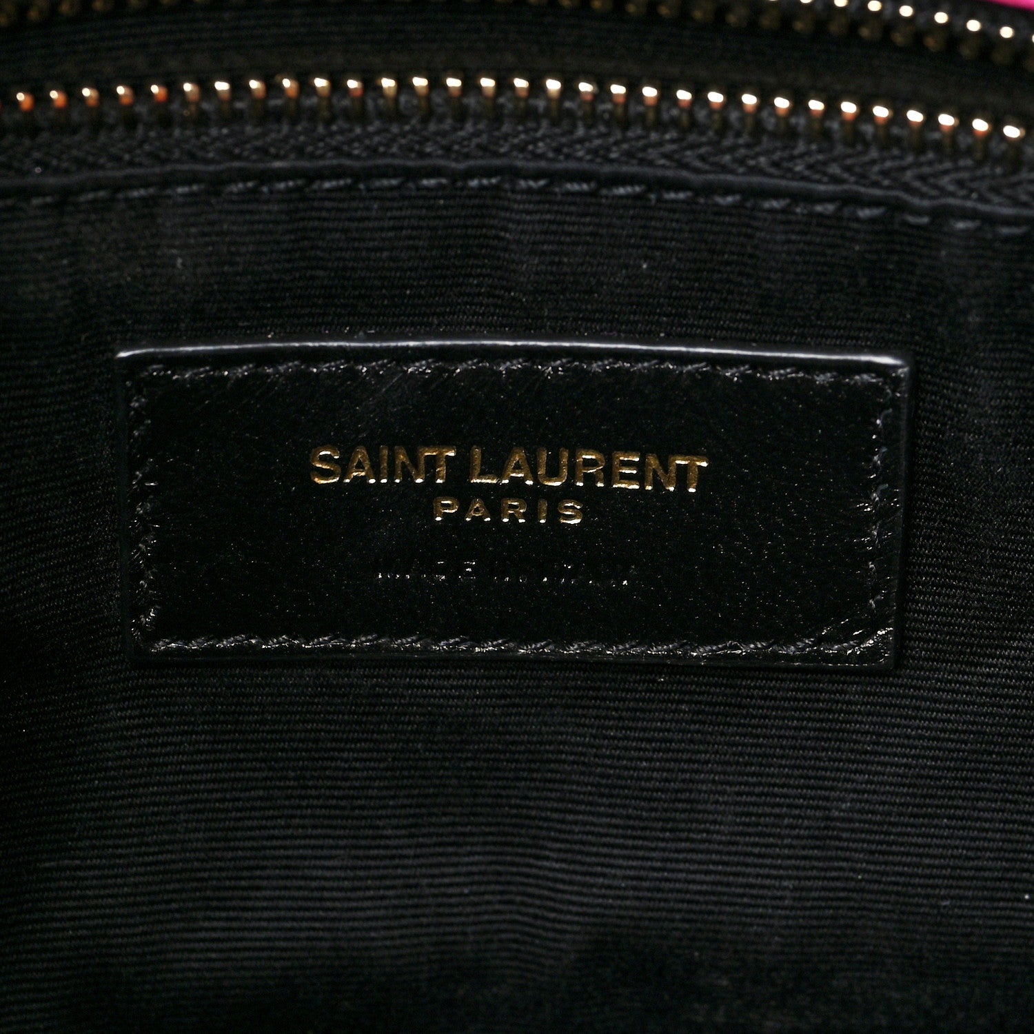 Saint Laurent Boucle Tweed Quilted Toy Loulou Puffer Monogram Chain Satchel Magenta 6 of 7