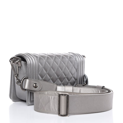 Chanel Metallic Lambskin Stingray Quilted Small Boy Flap Silver 3 of 13