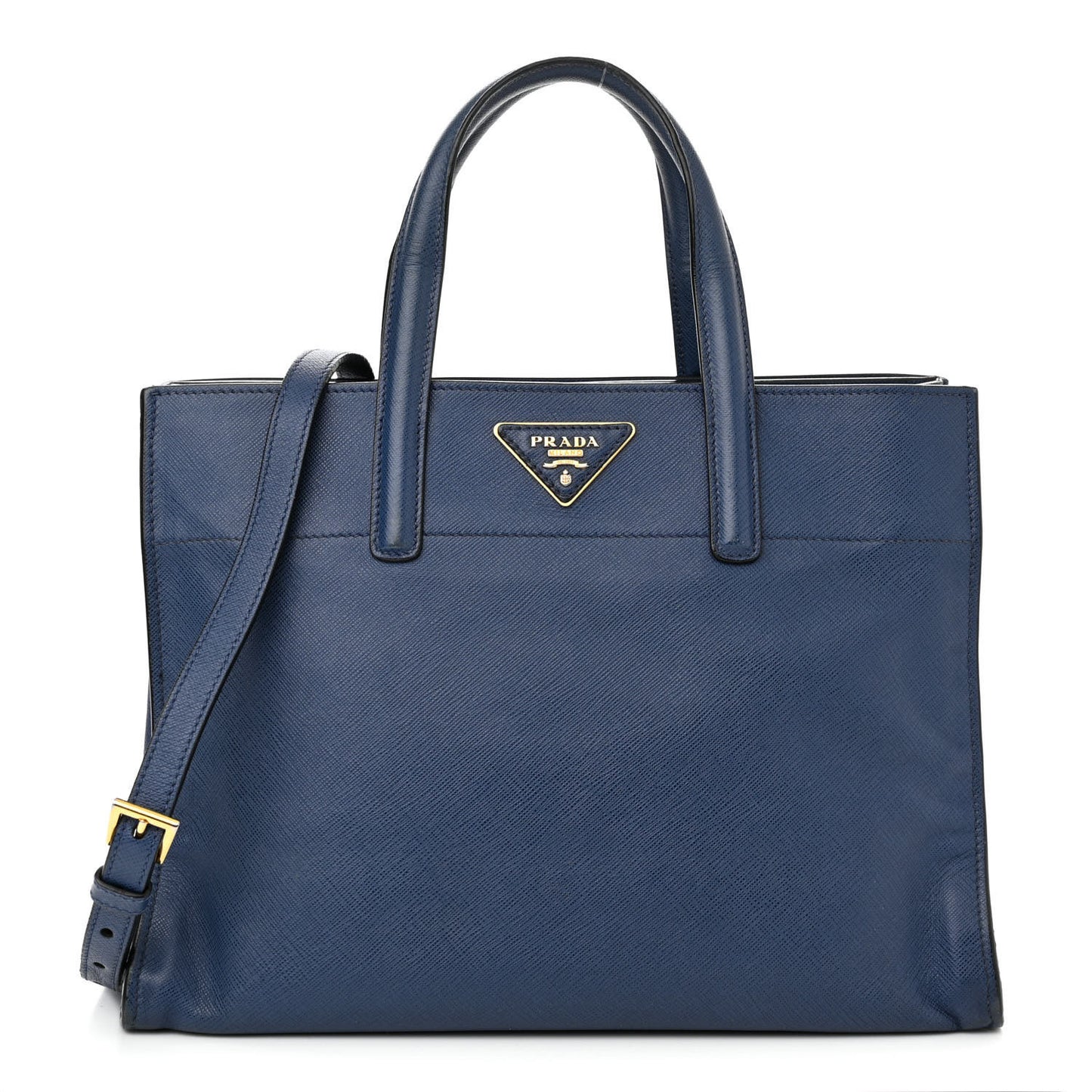 Saffiano Soft Triple Pocket Tote Bluette