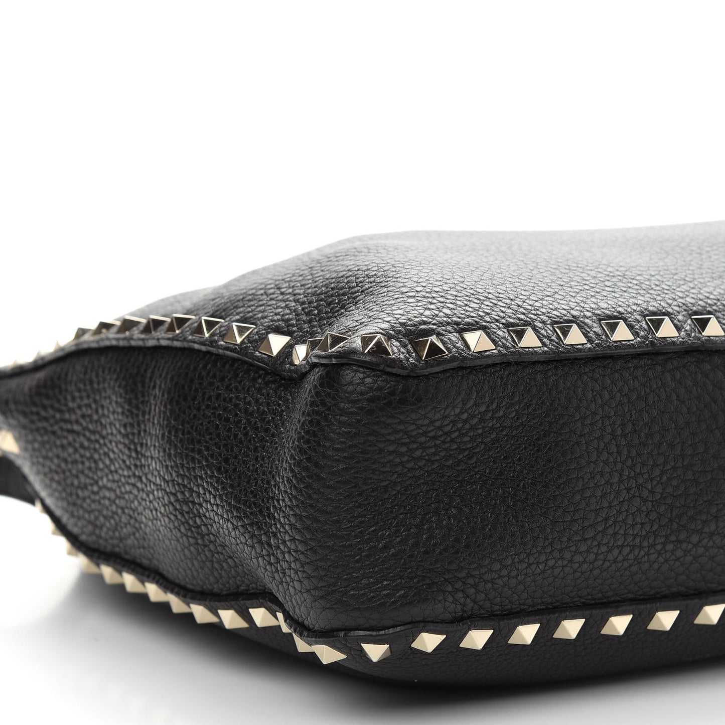 Pebbled Calfskin Small Rockstud Flip-Lock Messenger Bag Black