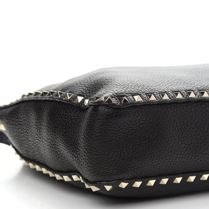 Valentino Garavani Pebbled Calfskin Small Rockstud Flip-Lock Messenger Bag Black 7 of 8