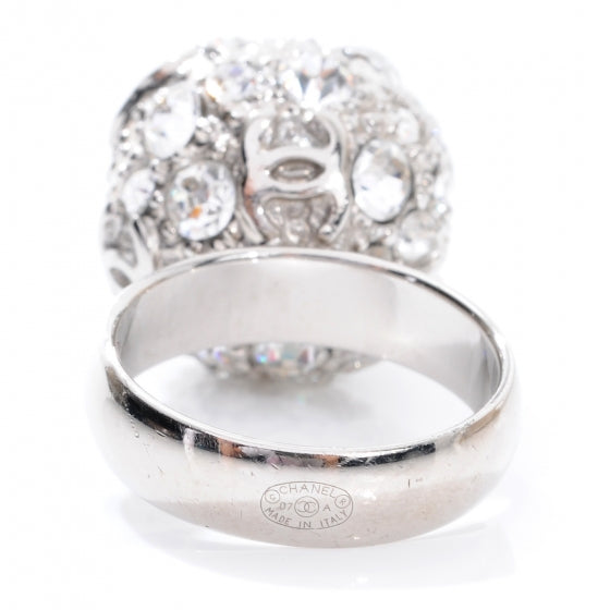 Chanel Crystal CC Ring Silver 6.25 6 of 6