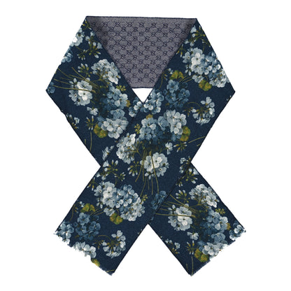 Gucci Wool Jacquard GG Monogram Miniorophin Scarf Midnight Blue Sky Blue 1 of 3