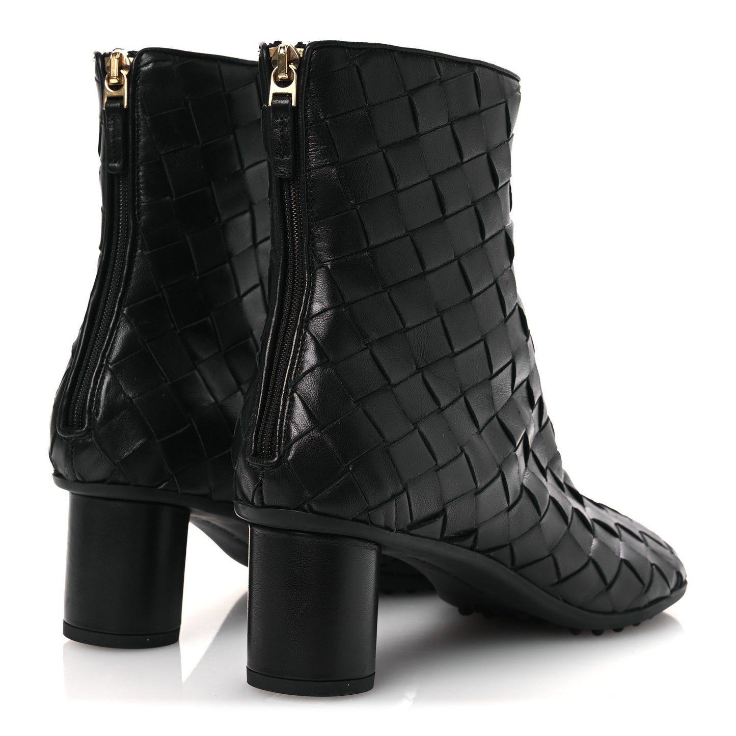 Lambskin Intrecciato Atomic Mid Heel Ankle 40 Black