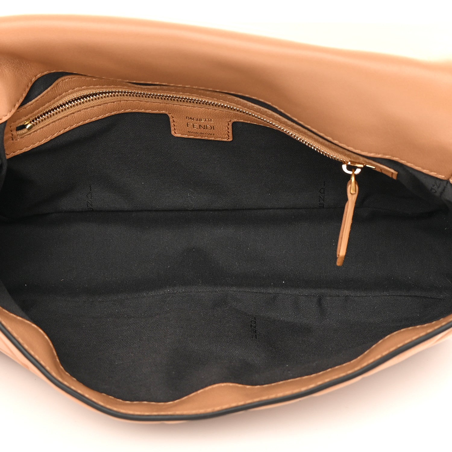 Fendi Nappa FF 1974 Embossed Baguette Miele Scuro 5 of 12